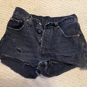 Black women's Levi's 501 cutoff jean shorts, size 25